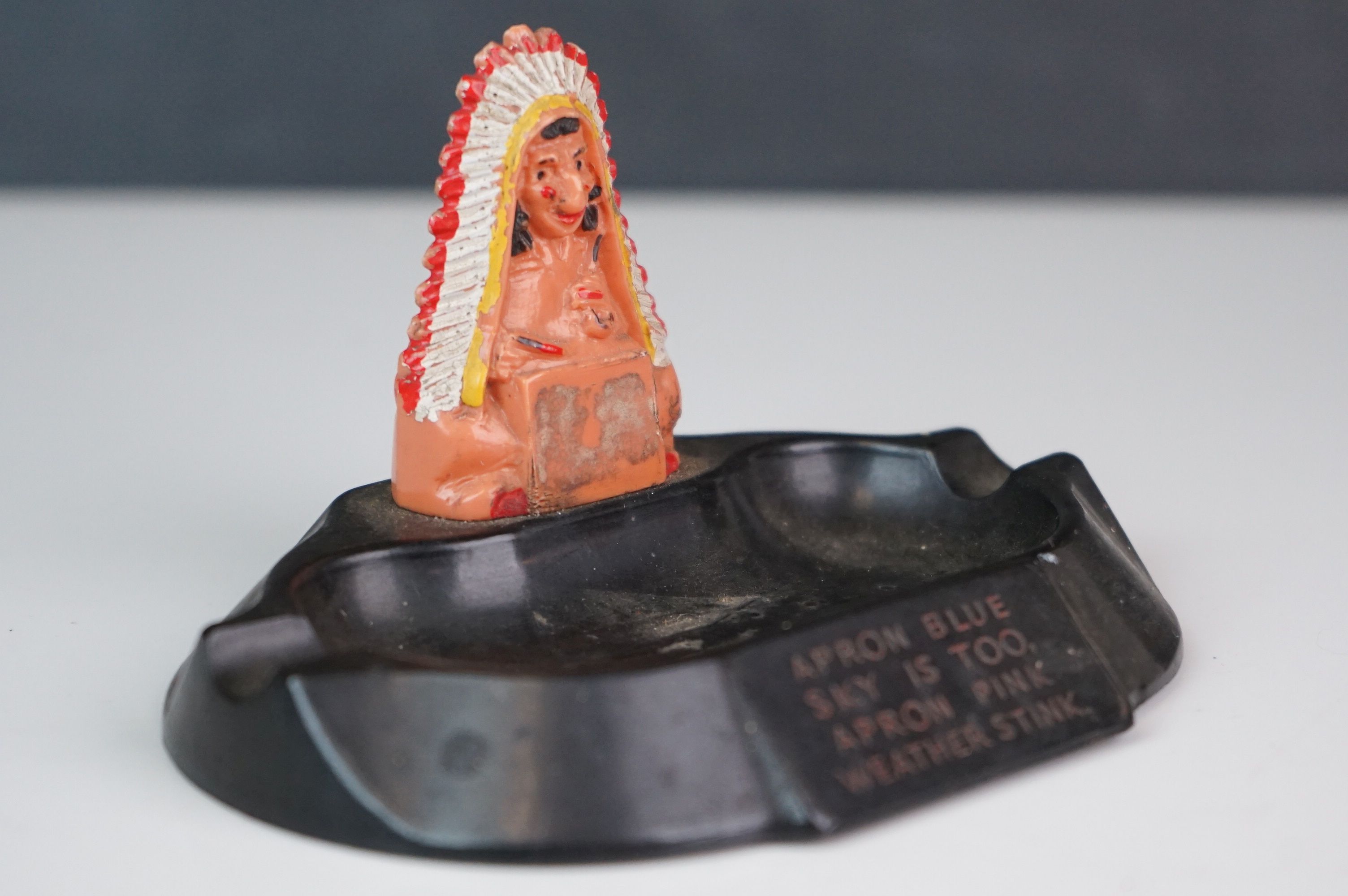 A Vogue Selco 1930's bakelite ashtray "Apron Blue" with a native American Indian. - Image 8 of 8