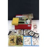 Plastic salmon and trout fly boxes and contents, qty