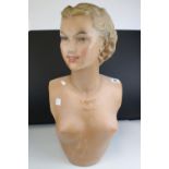 Mid 20th century Ceramic Shop Display / Advertising Figure of a Naked Ladies Head and Torso for '