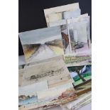 A large quantity of unframed watercolours to include landscapes, seascape, figures etc.