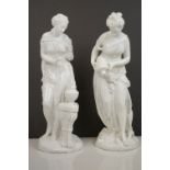 Two 19th century White Glazed Porcelain Figures from the Four Elements series being Fire and