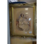 Early 19th century English School Watercolour Portrait of a Lady holding a Child, unsigned, image