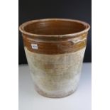 Large 19th century Part Glazed Dairy / Flour / Grain Pot / Bin, 40cms diameter x 39.5cms high