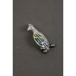 Silver plique a jour peacock brooch-pendant