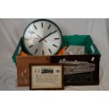 A box of mixed collectables to include vintage fishing tackle and railway collectables.