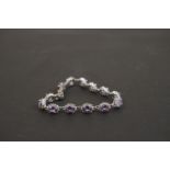 Silver, CZ & amethyst bracelet