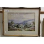 Edward Anden framed and glazed 20th century watercolour estuary scene with crofters cottage and