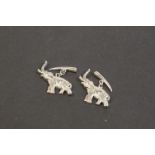 Pair of silver elephant cufflinks