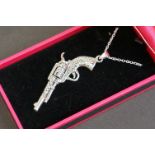 Unusual silver pistol pendant necklace