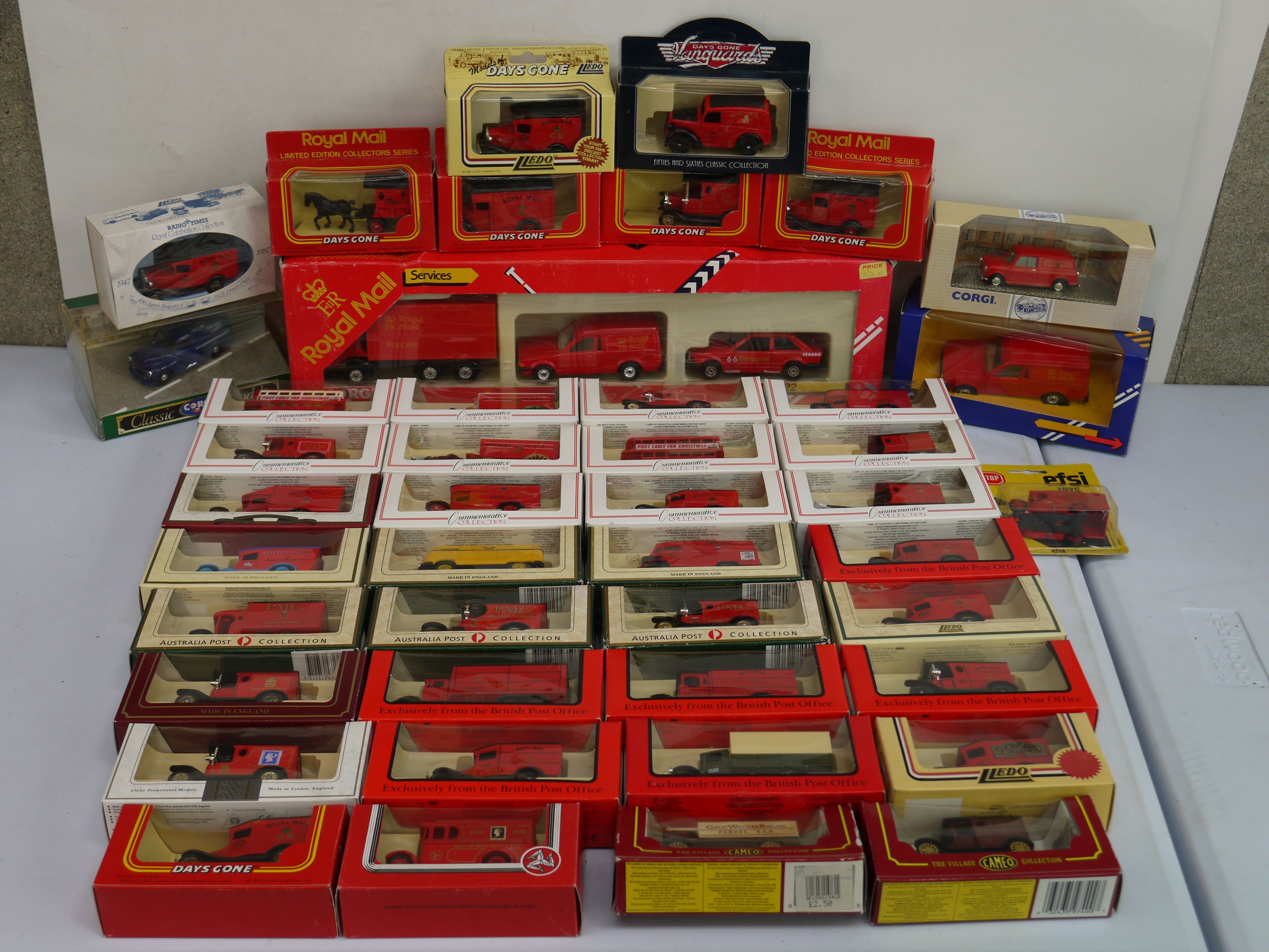 Group of 40+ boxed diecast models, all postal service related, to include Lledo, Corgi etc