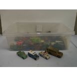 A collection of playworn diecast vehicles to include Dinky, Corgi and Matchbox, mainly Land Rovers