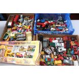 A collection of vintage playworn diecast vehicles to include Corgi and Matchbox contained within