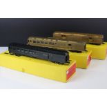 Three boxed E Suydam & Co HO Railroad Equipment Baggage Car brass models to include 2 x RR-7 (one