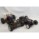 A CEN Nitro Stadium truck 2WD with CEN NT16 engine together with a Laro Nitro SH27-P3 engine 4WD 1/