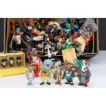 A mixed collection of plastic figures to include Raiders of the lost Ark and Wallace & Gromit.