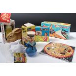 Collection of vintage toys to include boxed Kim Toys Blow Football, boxed Linda Jolly JackTar, boxed