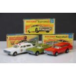 Three boxed Matchbox diecast models to include 2 x Superfast (31 Lincoln Continental in red & 73