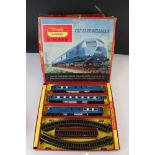 Three boxed Triang Hornby OO gauge train sets to include The Blue Pullman, RS607 Local Passenger Set