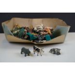 A collection of mainly Britains farm and zoo animals to include lead and plastic examples.