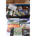 Collection of 15 boxed plastic model kits, mostly military vehicles, to include Airfix, Roden,