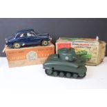 Boxed V Models Vauxhall Velox in navy blue with replacement underside, and a boxed Triang Minic