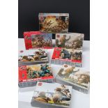 Eight boxed Airfix 1:72 plastic military soldier figures to include WW1 German Infantry, 2 x WWII