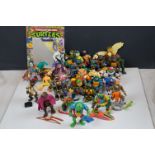 Teenage Mutant Ninja Turtles - 28 x playworn Playmates Bandai TMNT action figures to include Casey