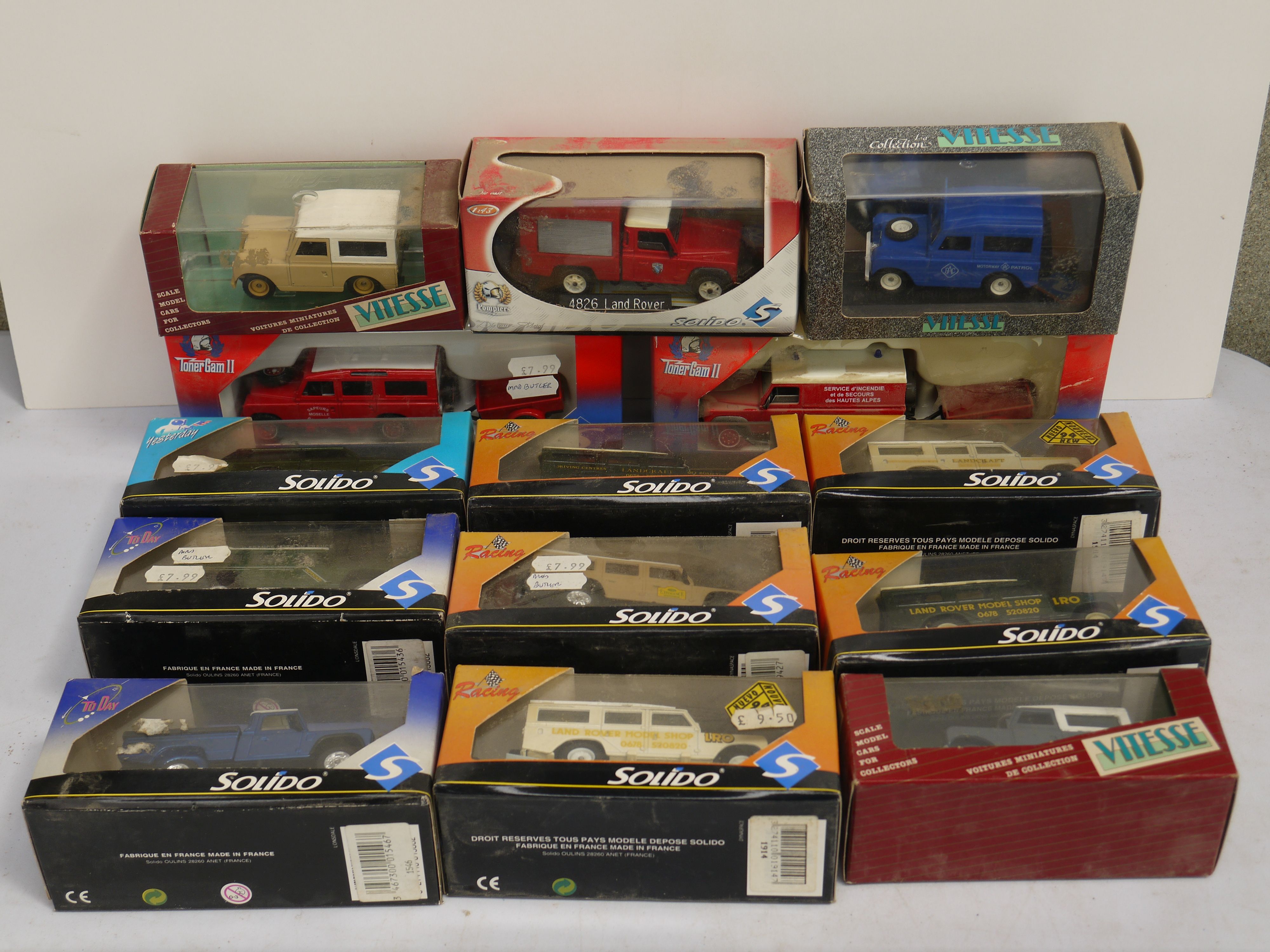 A collection of boxed Solido and Vitesse diecast Land Rovers to include Land Rover series 1, Land