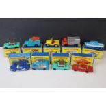 Nine boxed Matchbox 75 Series diecast models to include 7 Ford Refuse Truck, 9 Cabin Cruiser and