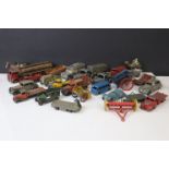 Around 20 mid 20th C play worn diecast models, mainly Dinky examples with Triang Spot On, Timpo