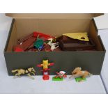 Group of plastic Wild West figures and accessories, mostly Timpo, a few Britains Deetail included