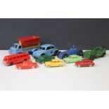 10 Mid 20th C plastic & tin plate vehicles to include Triang Minic