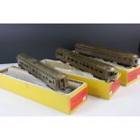 Three boxed E Suydam & Co HO Railroad Equipment items of brass rolling stock to include RR-9