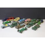 20 mid 20th C Play worn Dinky diecast models to include Austin Atlantic, Cooper Bristol, HWM etc,