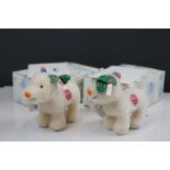Steiff - two boxed Snowdogs, both 664083, approx 16cm, both with certificates (2)