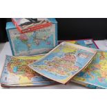 A collection of five vintage jigsaws to include the Victory Geographical wood jigsaw puzzle and