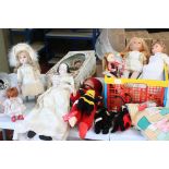 Large quantity of dolls and bears, mainly contemporary collectable examples to include boxed