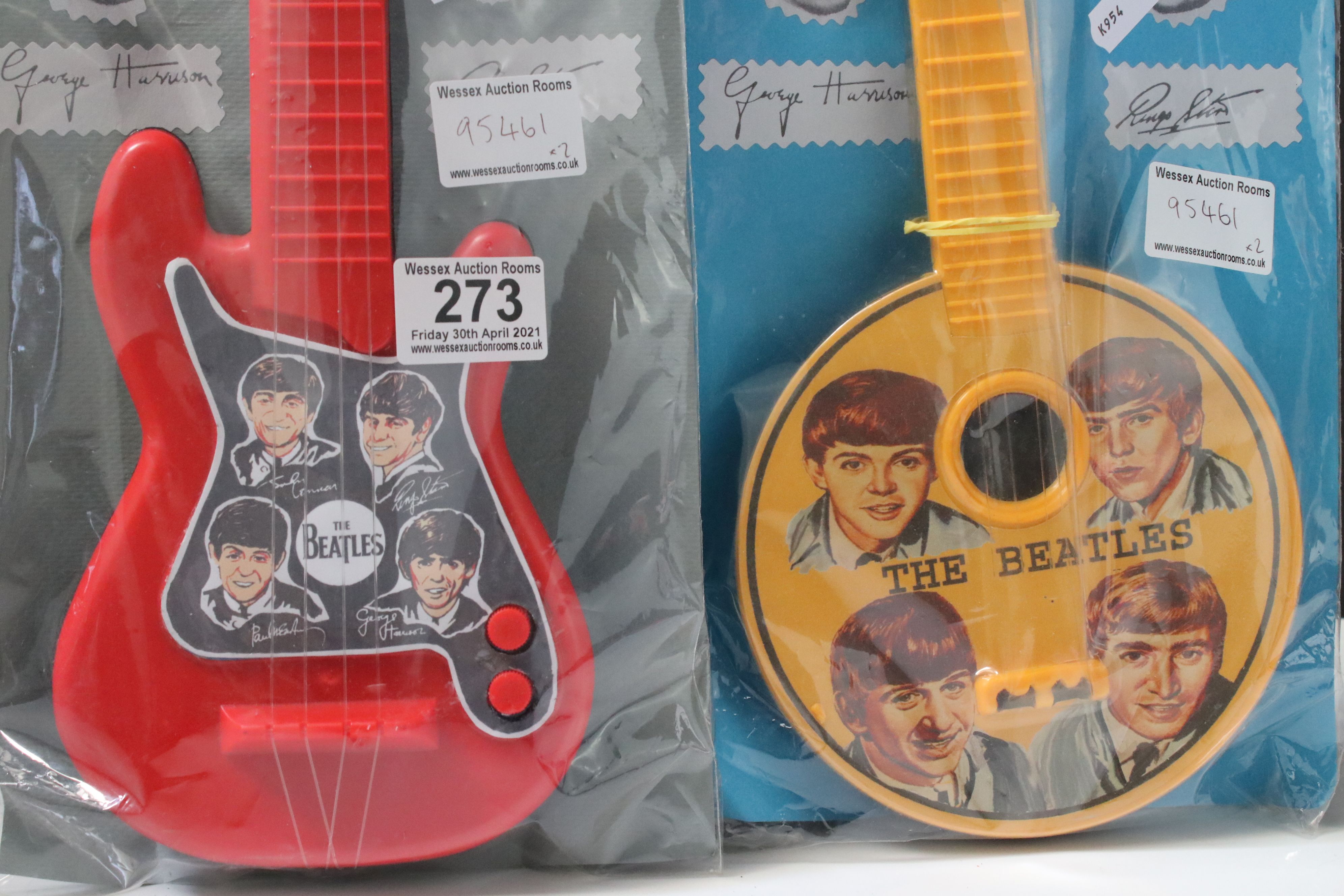 Music Toys - Two 1960s The Beatles plastic toy guitars with original cards within bags, excellent - Image 4 of 4