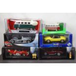 Six boxed diecast models to include Revell 08976 1:18 VW Porsche, Mattel Hot Wheels Cadillac LMP,