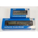 Two cased Dapol N gauge locomotives to include 2S010000 Lanelay Hall Steam Locomotive and 2S007003