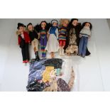 Sindy - Seven original Palitoy Sindy dolls with outfits in vg condition, plus additional clothing