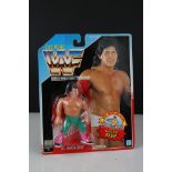 WWF / WWE Wrestling - Original carded Hasbro WWF El Matador Tito Santana figure, minor creasing