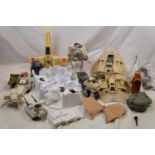 Star Wars - 15 x Playworn original Kenner Star Wars vehicles and playsets to include AT-ST, Ewok