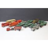 15 20th C play worn Dinky diecast models featuring mainly Commercial examples