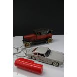 Early - mid 20th C tin plate wind up model car by JDN of Germany, showing wear and repair plus a