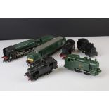 Six OO gauge locomotives to include Triang Hornby Evening Star 2-8-0 with tender etc, some play wear