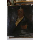 19th century Oil on Canvas Half Length Portrait of a Gentleman, 46cms x 76cms (a/f)