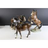 Beswick Brown Shire Mare, model 818 together with Beswick Brown Mare facing left, model 976 and