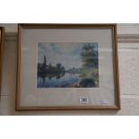 A impressionist oil painting river scene signed Sowman 21 x 29 cm