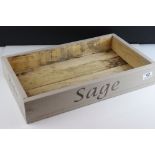 Rustic Wooden Painted Herb / Seed Box marked Sage and Herbs, 47cms long